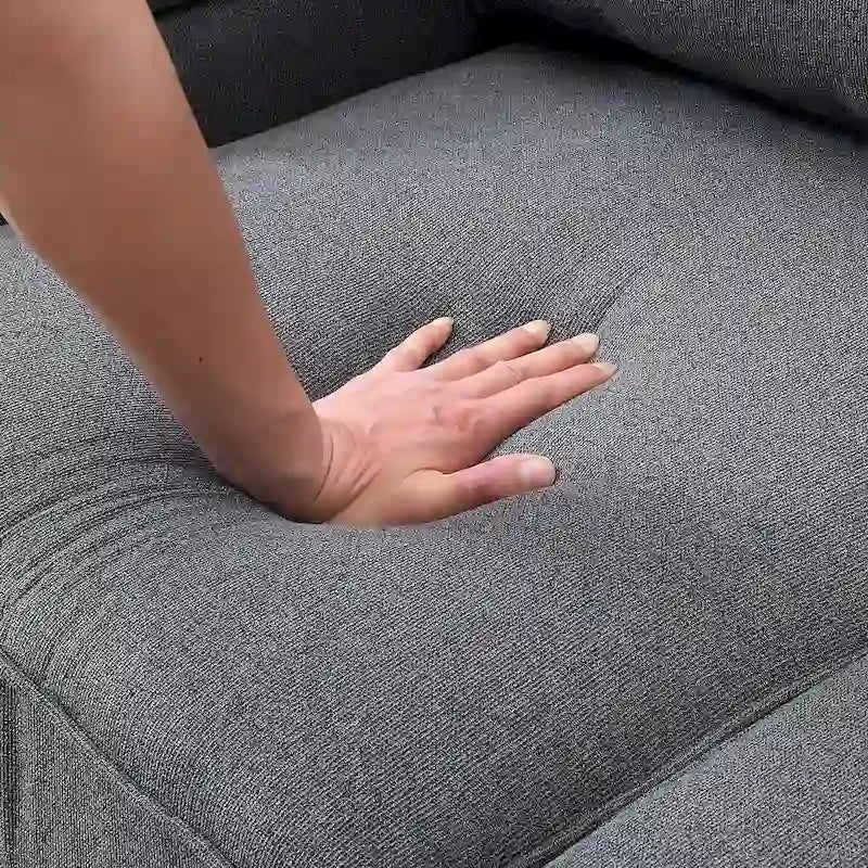 Modern Linen Fabric Sofa, 4-Seater with Removable Cushions & Storage Pockets, 330 lbs Weight Capacity