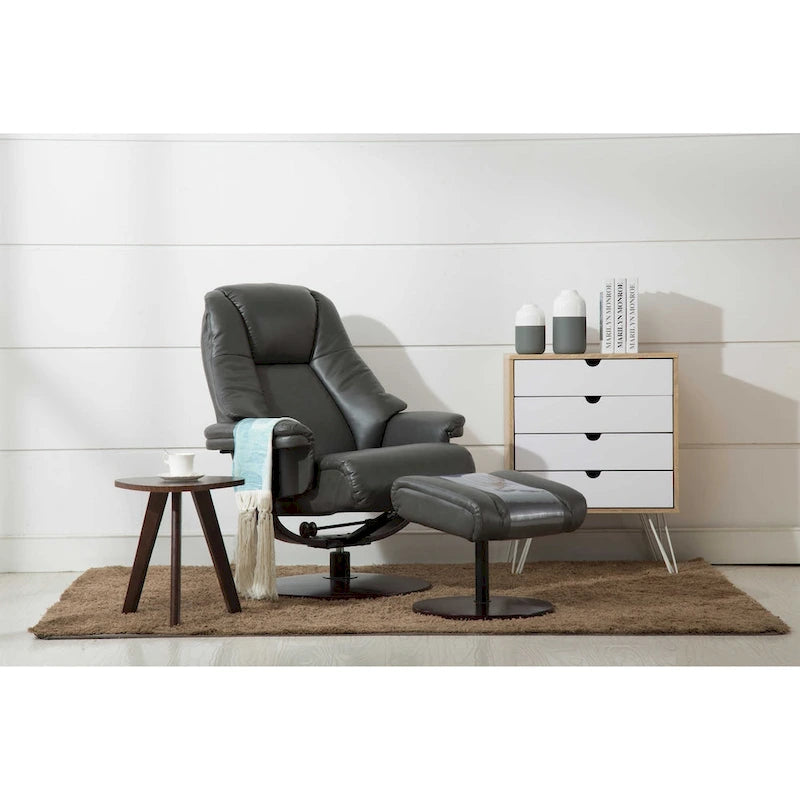 Swivel Recliner Chair with Ottoman & Memory Foam, 360° Rotation & Adjustable Recline, 280 lbs Capacity