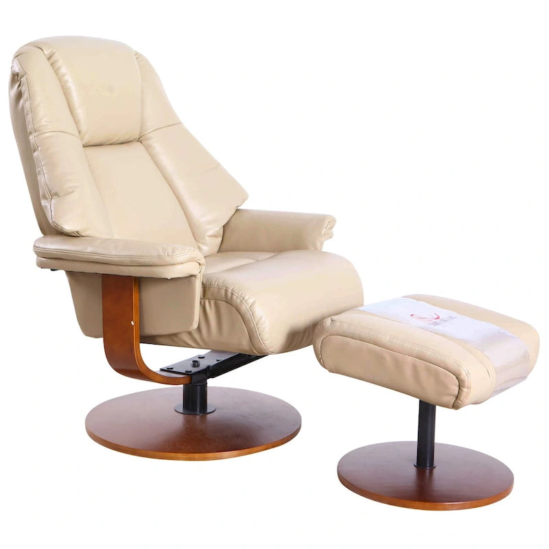 Swivel Recliner Chair with Ottoman & Memory Foam, 360° Rotation & Adjustable Recline, 280 lbs Capacity
