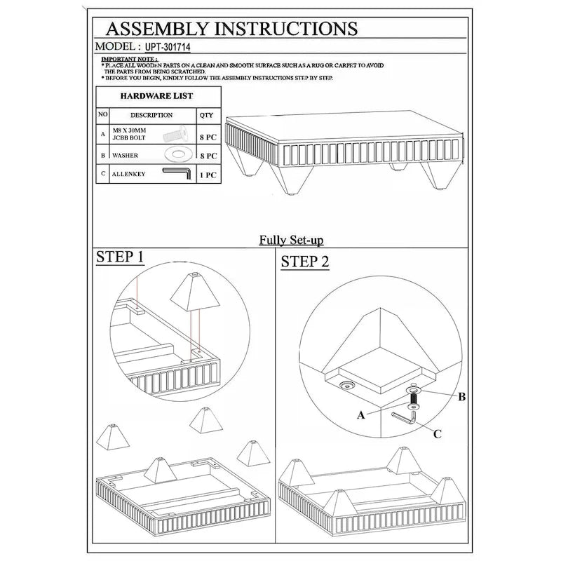 Handcrafted Solid Mango Wood Coffee Table, 36 Inch Square Sandblasted Gray Finish with Ribbed Carving