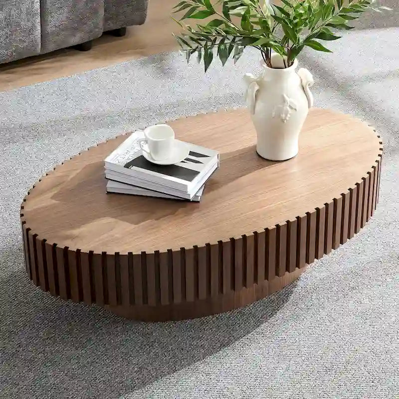 Compact 43.31" Coffee Table with Sturdy MDF Pedestal Base, Modern Design for Living Room & Bedroom