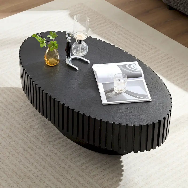 Compact 43.31" Coffee Table with Sturdy MDF Pedestal Base, Modern Design for Living Room & Bedroom