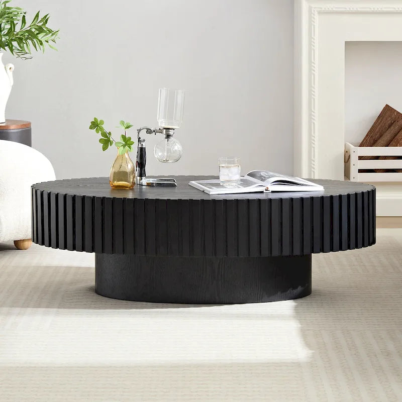 Compact 43.31" Coffee Table with Sturdy MDF Pedestal Base, Modern Design for Living Room & Bedroom
