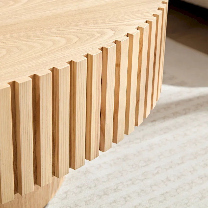 Compact 43.31" Coffee Table with Sturdy MDF Pedestal Base, Modern Design for Living Room & Bedroom