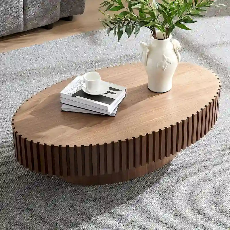 Compact 43.31" Coffee Table with Sturdy MDF Pedestal Base, Modern Design for Living Room & Bedroom