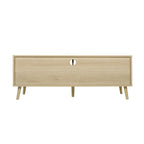 Modern Rattan TV Stand with Solid Wood Feet
