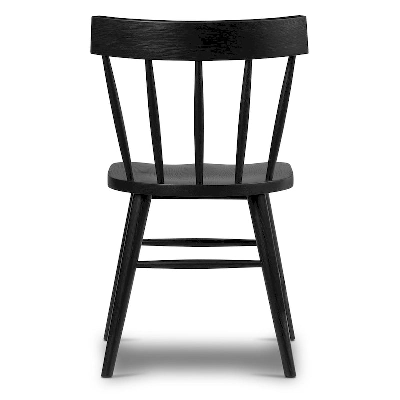 Classic Black Dining Chair, Solid Oak Frame with Windsor Back & Tapered Legs, 19"W Seat