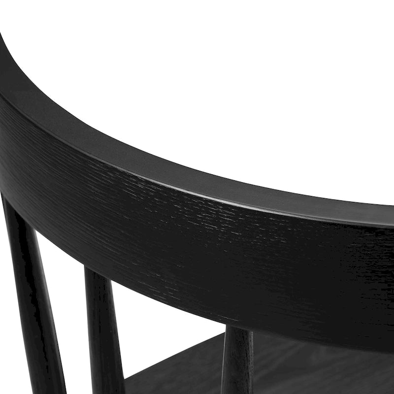Classic Black Dining Chair, Solid Oak Frame with Windsor Back & Tapered Legs, 19"W Seat