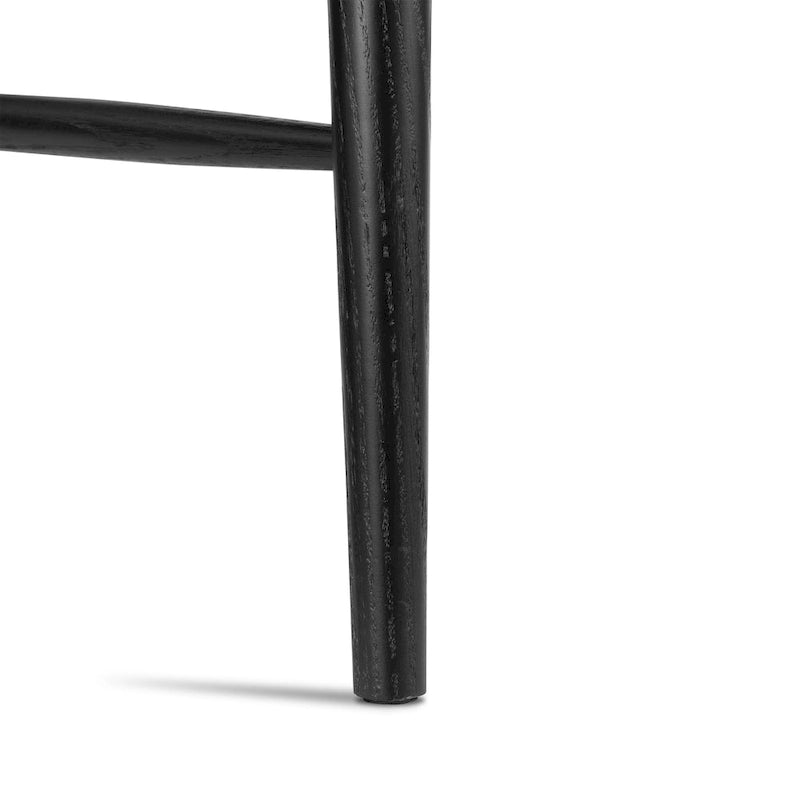 Classic Black Dining Chair, Solid Oak Frame with Windsor Back & Tapered Legs, 19"W Seat