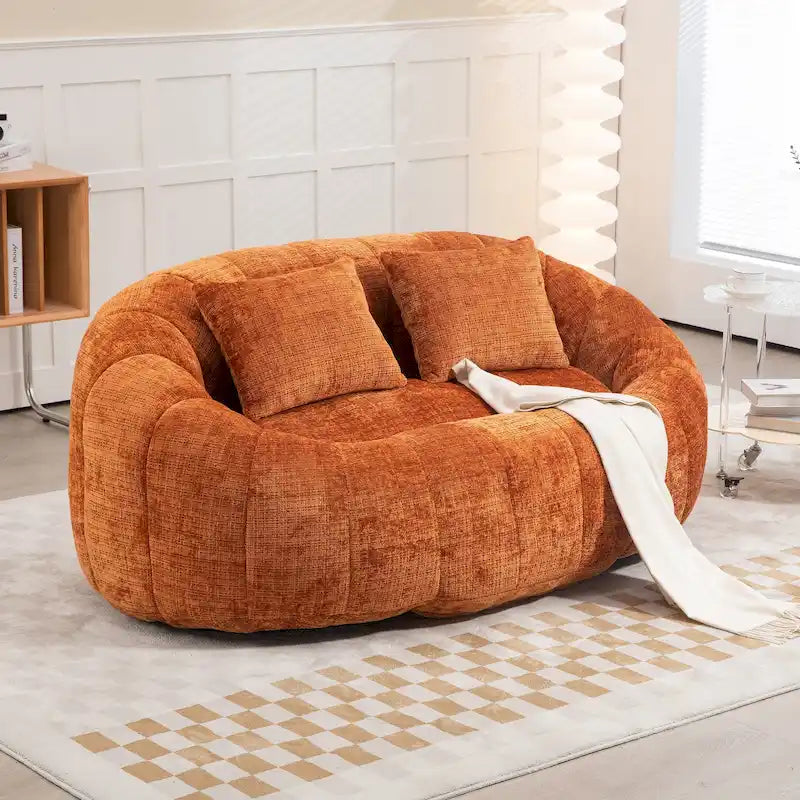 2-in-1 Memory Foam Bean Bag Sofa Bed, Giant Two-Seater Chenille Fabric, Ultra Soft & Washable
