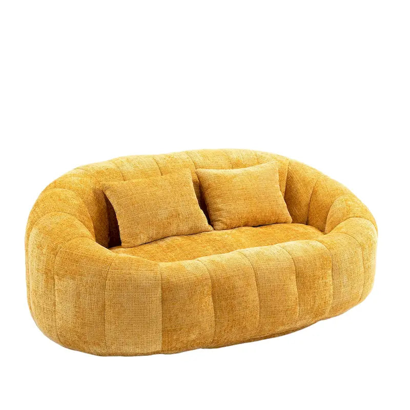 2-in-1 Memory Foam Bean Bag Sofa Bed, Giant Two-Seater Chenille Fabric, Ultra Soft & Washable