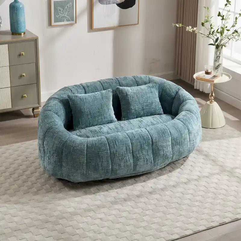 2-in-1 Memory Foam Bean Bag Sofa Bed, Giant Two-Seater Chenille Fabric, Ultra Soft & Washable