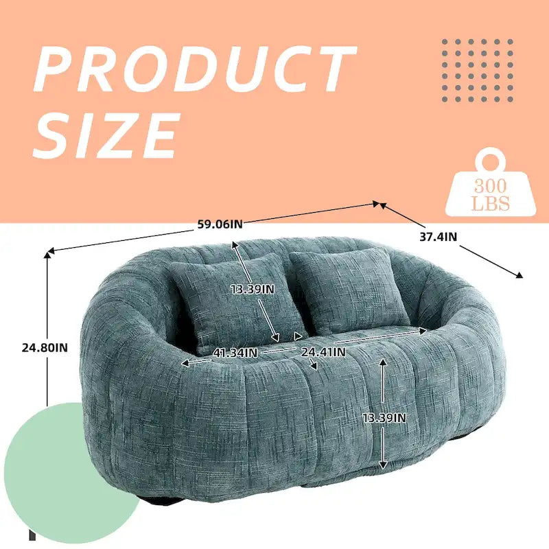 2-in-1 Memory Foam Bean Bag Sofa Bed, Giant Two-Seater Chenille Fabric, Ultra Soft & Washable