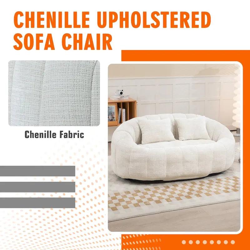 2-in-1 Memory Foam Bean Bag Sofa Bed, Giant Two-Seater Chenille Fabric, Ultra Soft & Washable