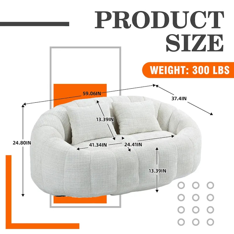 2-in-1 Memory Foam Bean Bag Sofa Bed, Giant Two-Seater Chenille Fabric, Ultra Soft & Washable