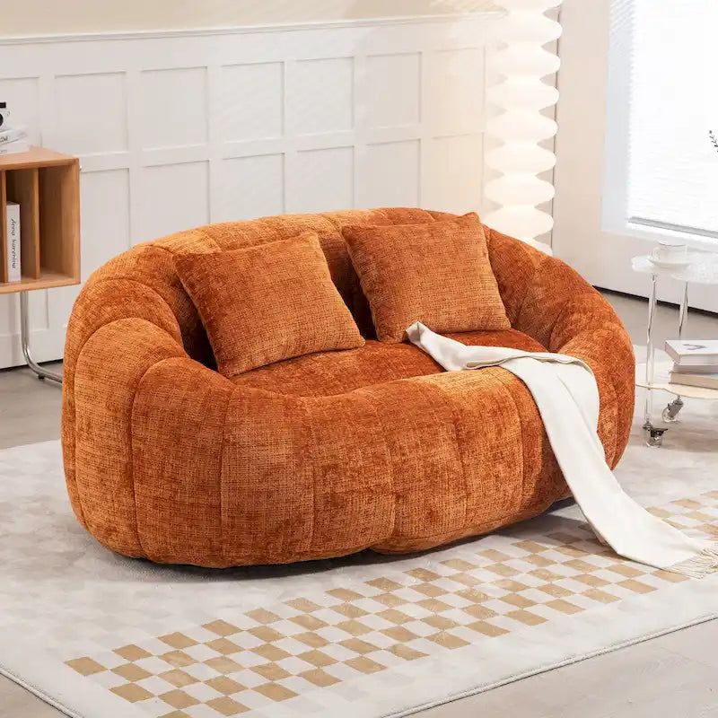2-in-1 Memory Foam Bean Bag Sofa Bed, Giant Two-Seater Chenille Fabric, Ultra Soft & Washable