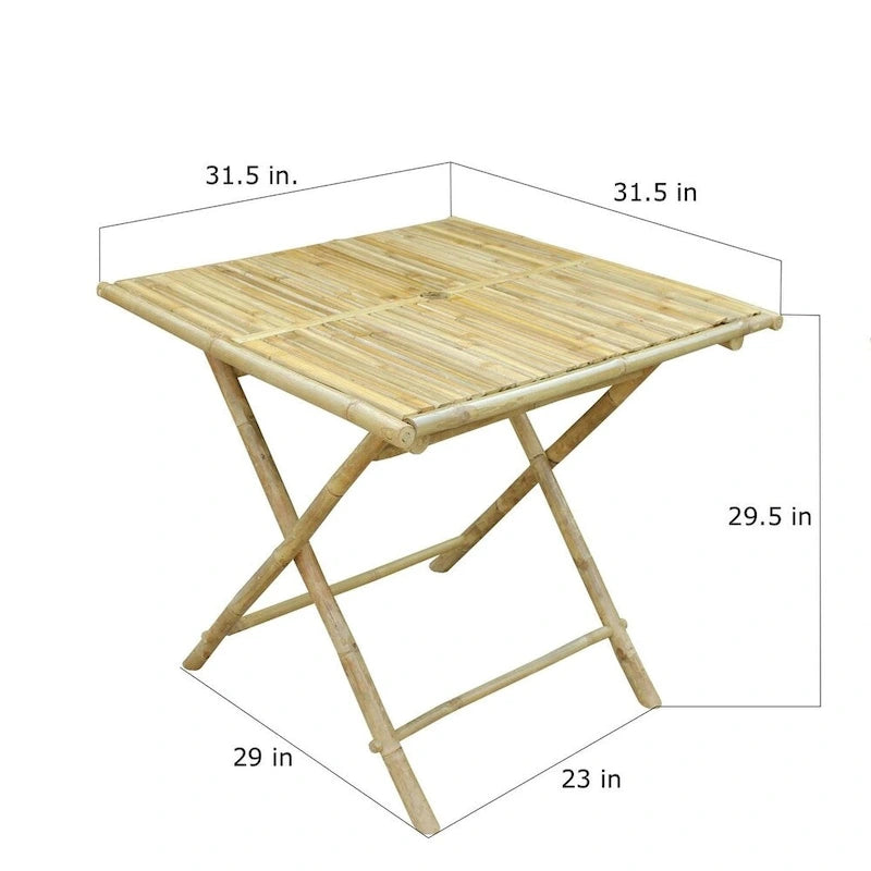 Eco-Friendly Bamboo Folding Dining Table, Indoor/Outdoor Use, Compact Foldable Design for Small Spaces