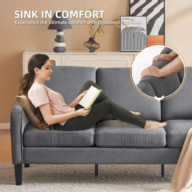 Modern 3-Seater Sofa with 115° Recline, Removable Washable Covers & 700 lb Weight Capacity