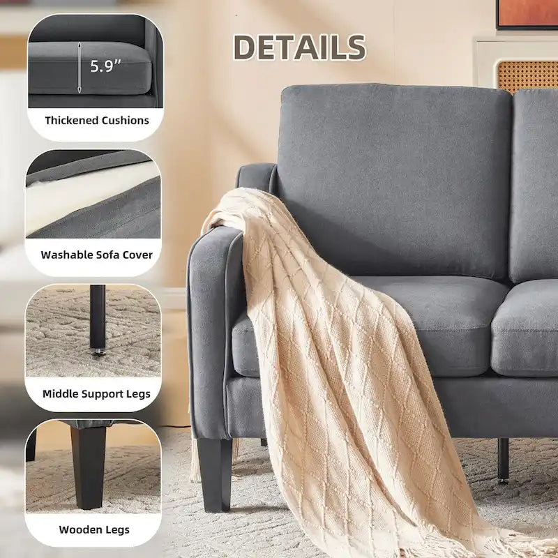 Modern 3-Seater Sofa with 115° Recline, Removable Washable Covers & 700 lb Weight Capacity