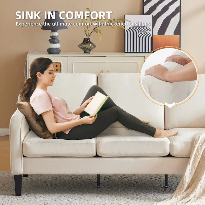 Modern 3-Seater Sofa with 115° Recline, Removable Washable Covers & 700 lb Weight Capacity