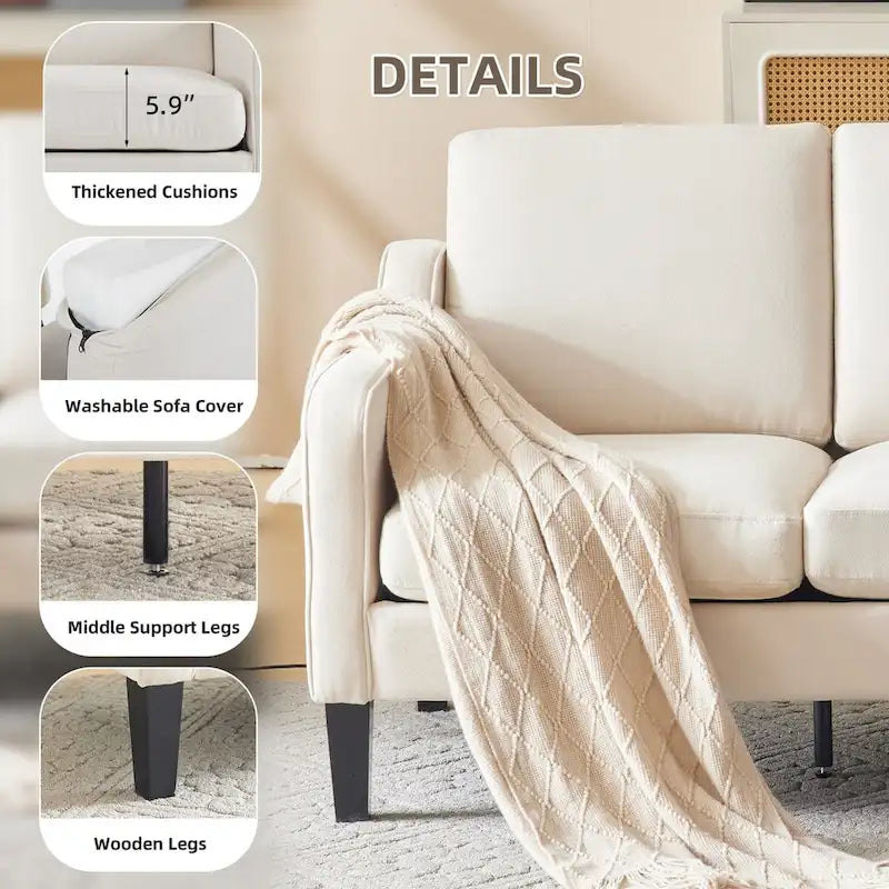 Modern 3-Seater Sofa with 115° Recline, Removable Washable Covers & 700 lb Weight Capacity