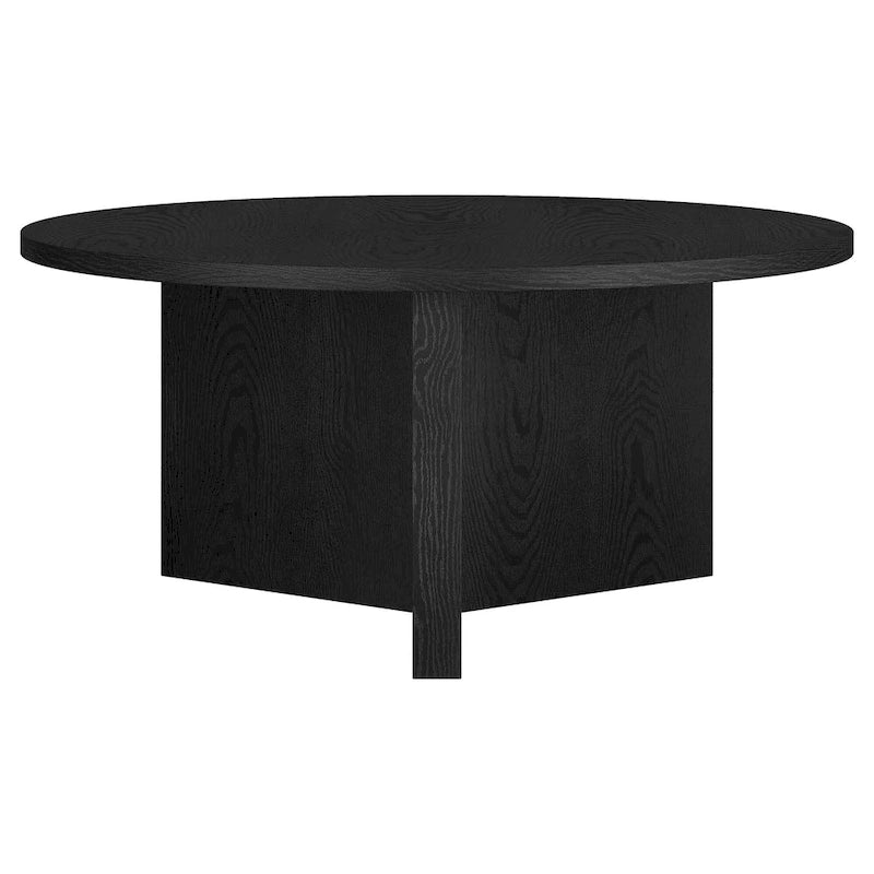 Scandinavian 36" Round Coffee Table with X-Base, 65 lb Capacity & Adjustable Leveling Feet