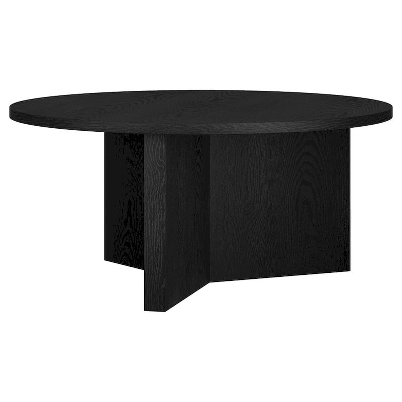 Scandinavian 36" Round Coffee Table with X-Base, 65 lb Capacity & Adjustable Leveling Feet