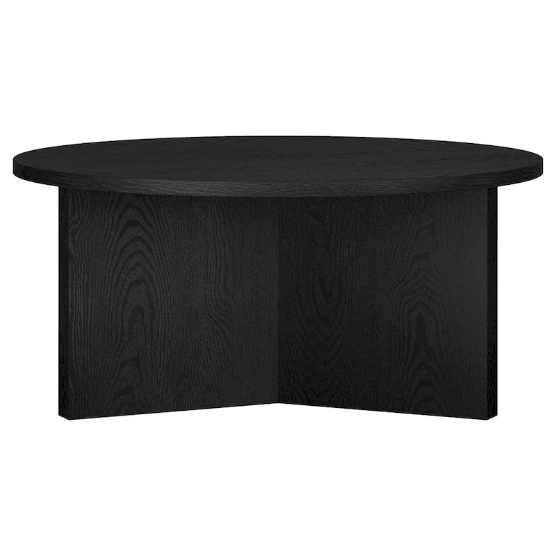 Scandinavian 36" Round Coffee Table with X-Base, 65 lb Capacity & Adjustable Leveling Feet