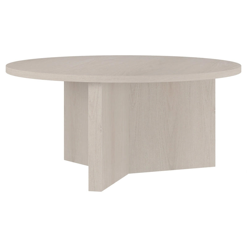 Scandinavian 36" Round Coffee Table with X-Base, 65 lb Capacity & Adjustable Leveling Feet