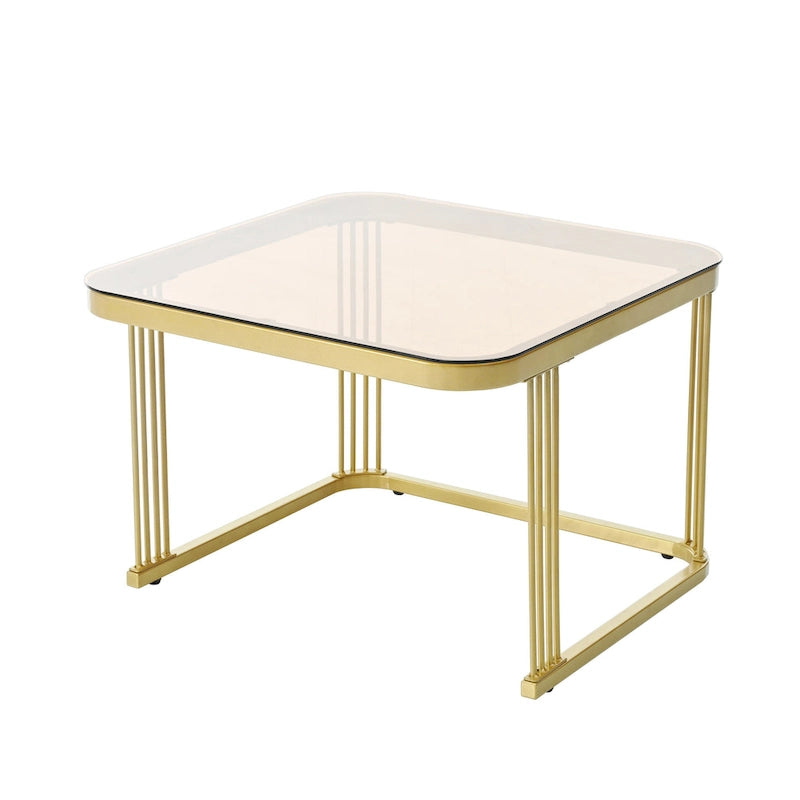 A stackable side table set with wheels and drawers, featuring a modern, minimalist luxury design.