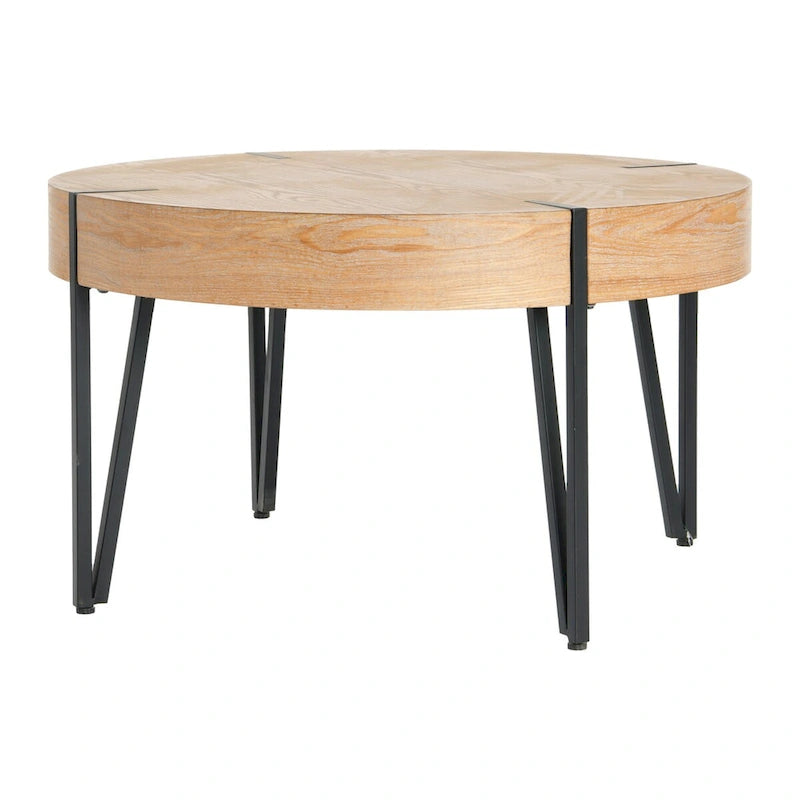 Round Side Table, 31.75" Engineered Wood Top & Metal Legs, Industrial Modern, 120 lb Capacity