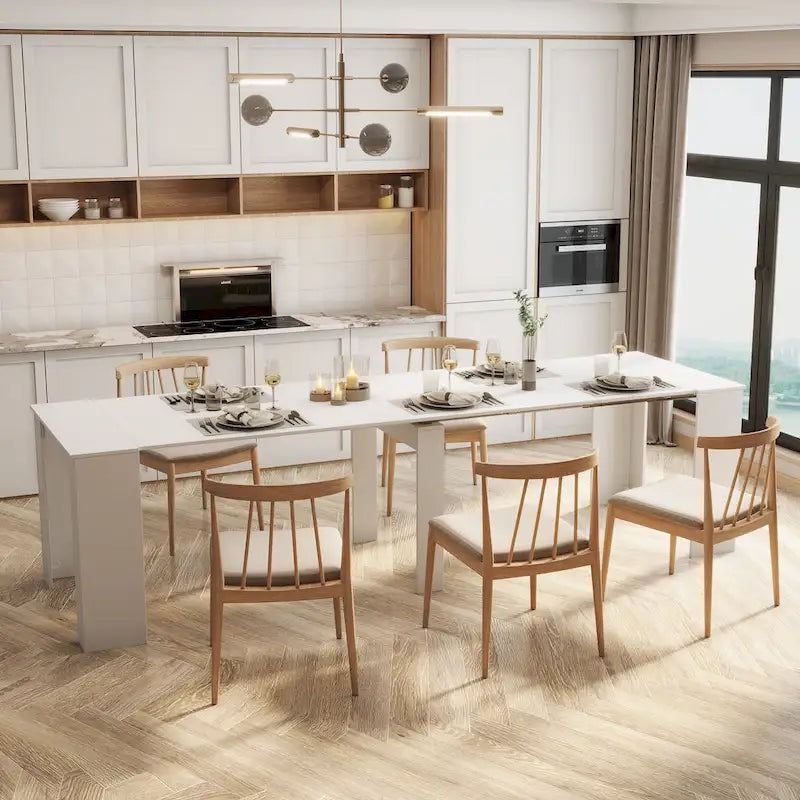 Modular Extendable Console Table, Expands from 20" to 118" with 5 Panels, Modern Space-Saving Design