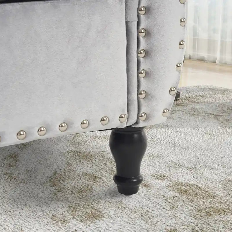 Velvet Storage Ottoman Bench with Nailhead Trim, 250 lb Capacity, 51.3" Long, Multifunctional Footstool & Seat