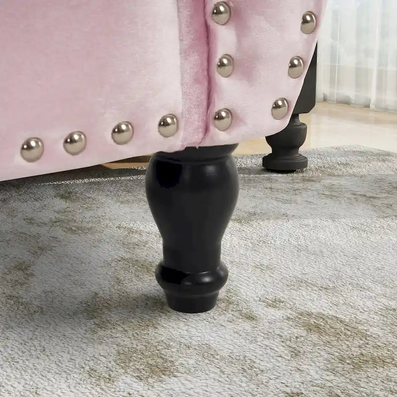 Velvet Storage Ottoman Bench with Nailhead Trim, 250 lb Capacity, 51.3" Long, Multifunctional Footstool & Seat