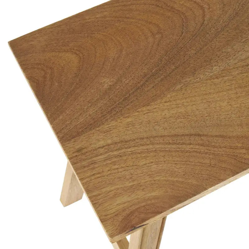 Handmade Solid Mango Wood Entryway Bench, Farmhouse Rustic Style, Fully Assembled, 250lb Capacity