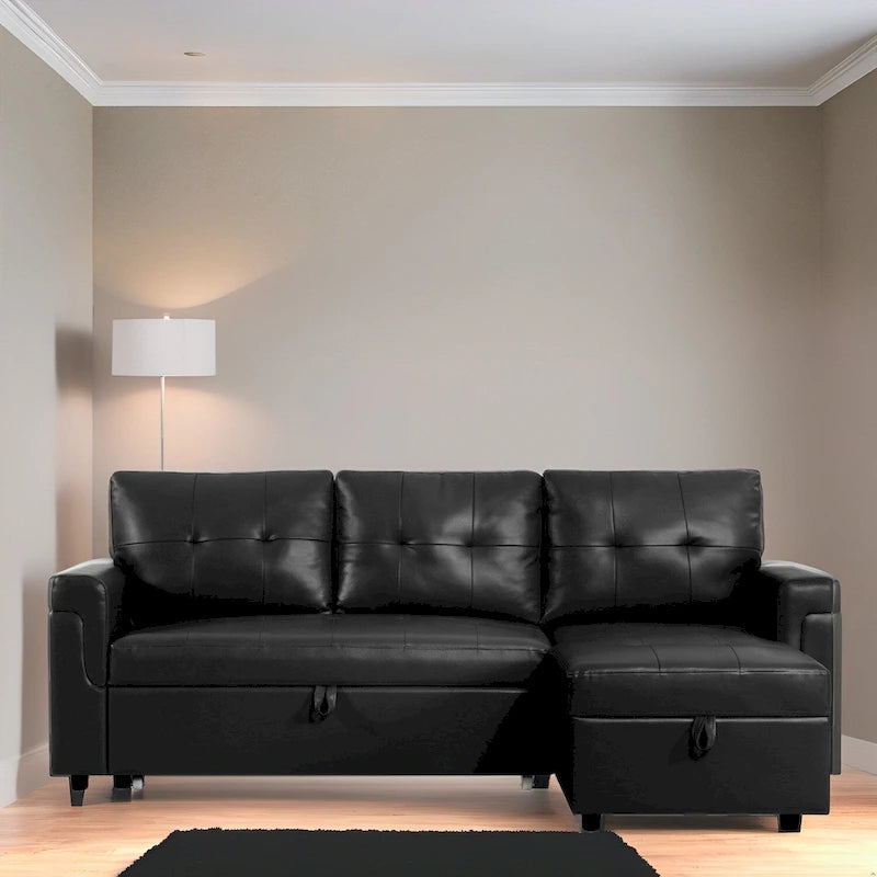 Reversible L-Shape Sleeper Sectional Sofa with Storage, Modern Convertible Sofa Bed for Living Room