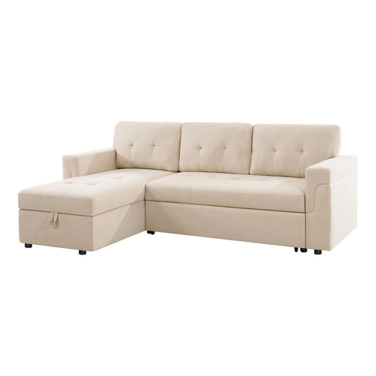Reversible L-Shape Sleeper Sectional Sofa with Storage, Modern Convertible Sofa Bed for Living Room