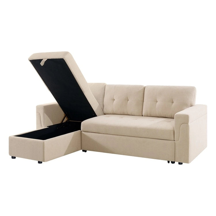 Reversible L-Shape Sleeper Sectional Sofa with Storage, Modern Convertible Sofa Bed for Living Room