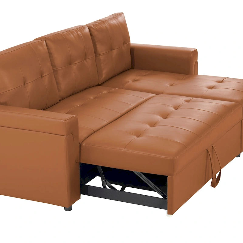 Reversible L-Shape Sleeper Sectional Sofa with Storage, Modern Convertible Sofa Bed for Living Room