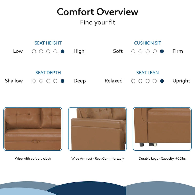 Reversible L-Shape Sleeper Sectional Sofa with Storage, Modern Convertible Sofa Bed for Living Room