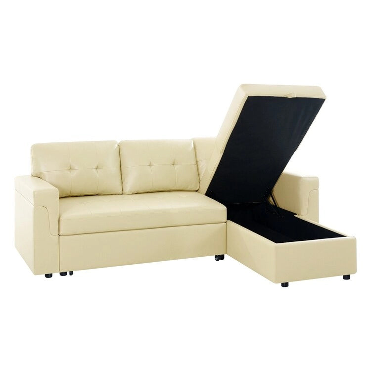 Reversible L-Shape Sleeper Sectional Sofa with Storage, Modern Convertible Sofa Bed for Living Room