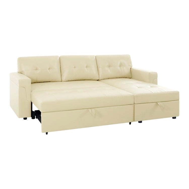 Reversible L-Shape Sleeper Sectional Sofa with Storage, Modern Convertible Sofa Bed for Living Room