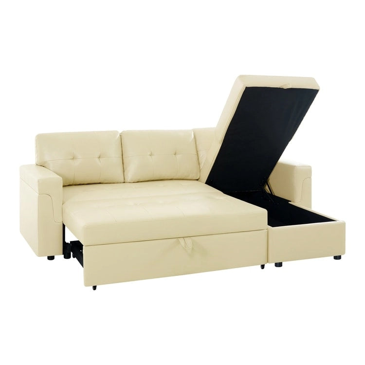 Reversible L-Shape Sleeper Sectional Sofa with Storage, Modern Convertible Sofa Bed for Living Room