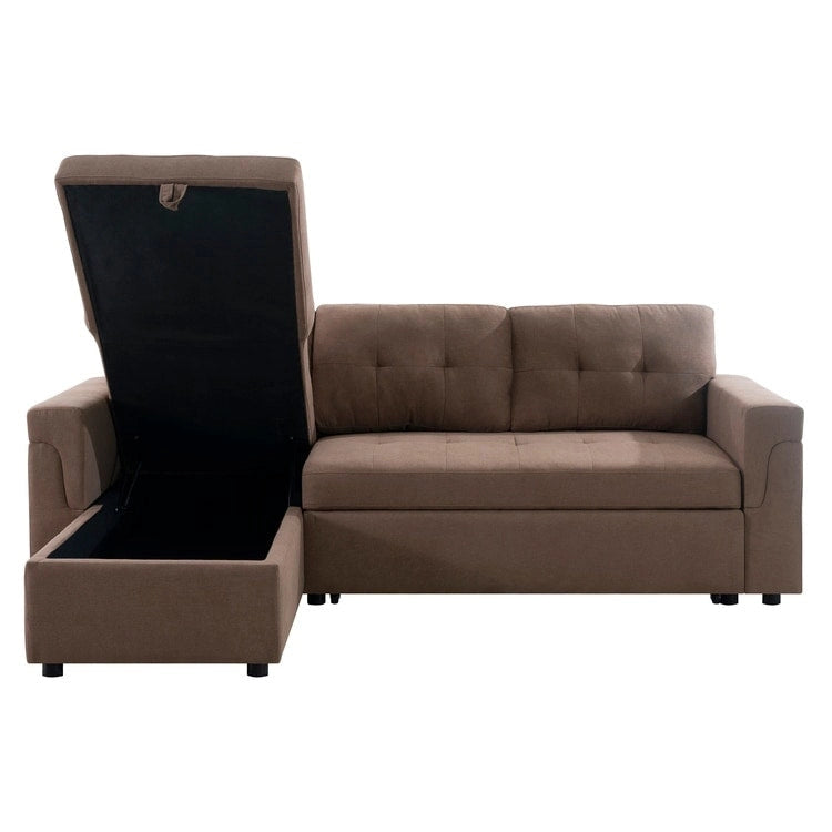 Reversible L-Shape Sleeper Sectional Sofa with Storage, Modern Convertible Sofa Bed for Living Room