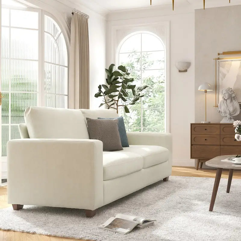 86.6" Wide 3-Seater Chenille Sofa, Supports 900 lbs, Removable Covers, 350GSM Fabric, Includes Pillows