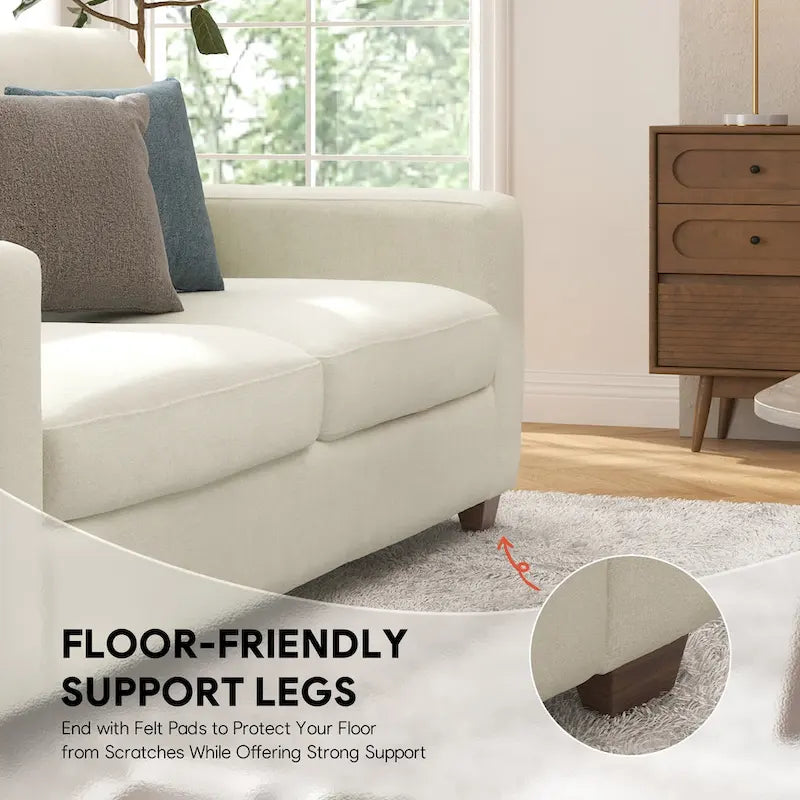 86.6" Wide 3-Seater Chenille Sofa, Supports 900 lbs, Removable Covers, 350GSM Fabric, Includes Pillows