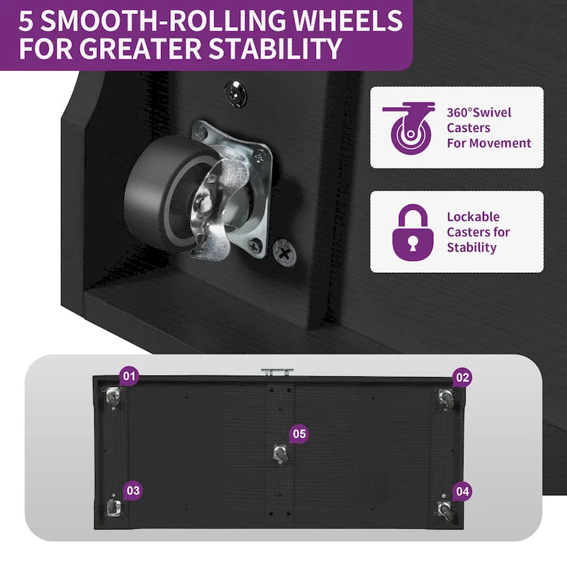 Tilt-Out Trash Can Cabinet for 13-Gallon Bin, with 2 Drawers & 3 Shelves, Locking Wheels, Kitchen Cart